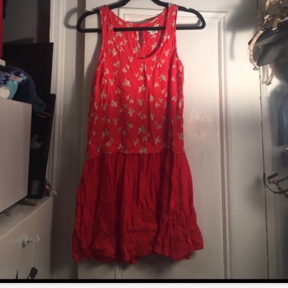👑 orange coral sparrow bird drop waist dress fly free - Picture 6 of 8